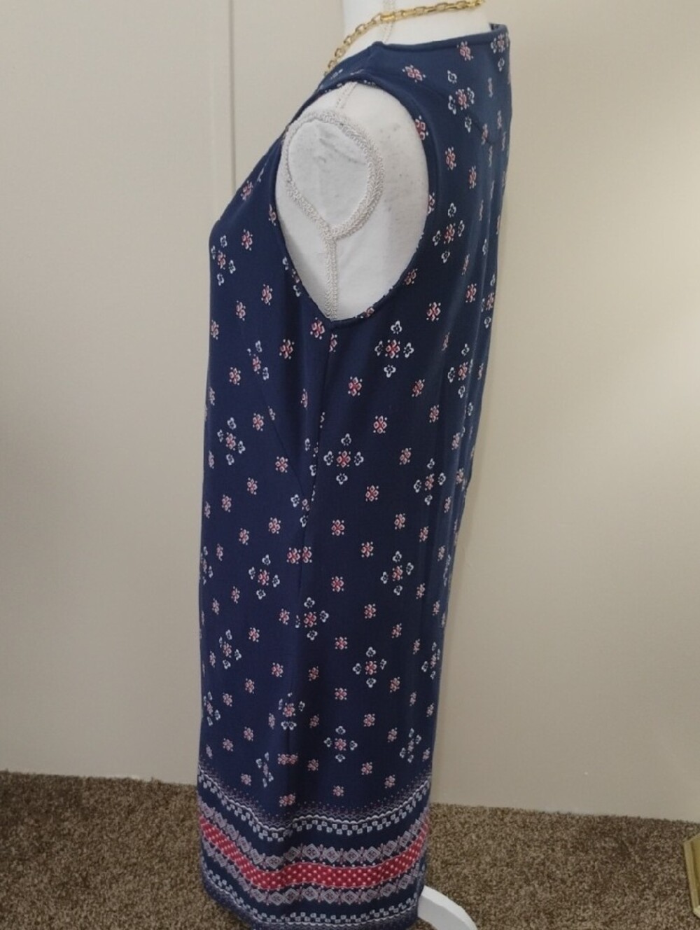 Talbots Navy Blue Printed Midi Dress - Picture 4 of 7